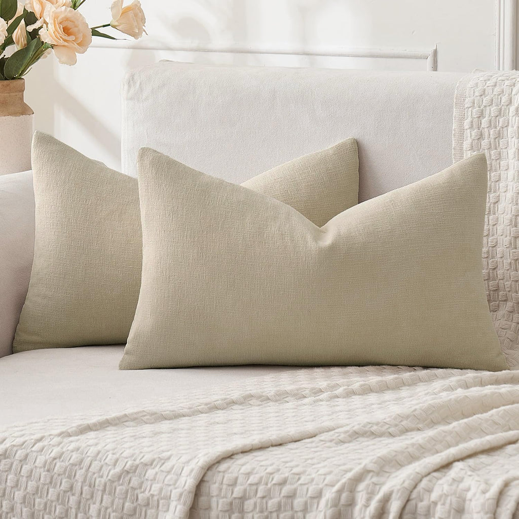 MIULEE Olive Green Chenille Couch Throw Pillow Covers, 18x18