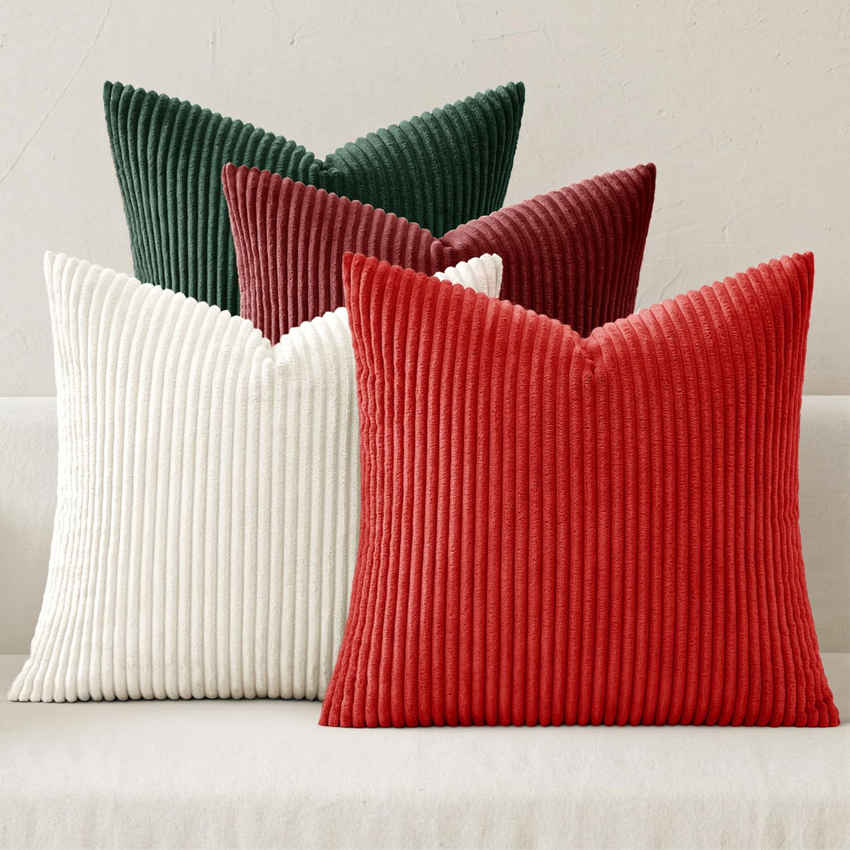 MIULEE Soft Corduroy Decorative Throw Pillow Covers Orange Teal 18x18