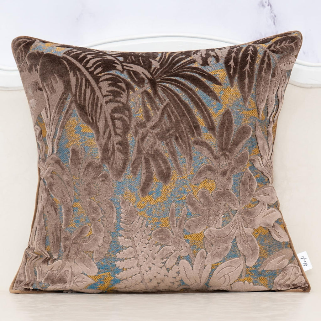 Alerfa 12 x 20 Inch Light Blue Rectangle Maple Leaf Pillow Embroidery Cut Velvet Cushion Case Luxury Modern Lumbar Throw Pillow Cover Decorative Pillow for Couch Sofa Living Room Bedroom Car