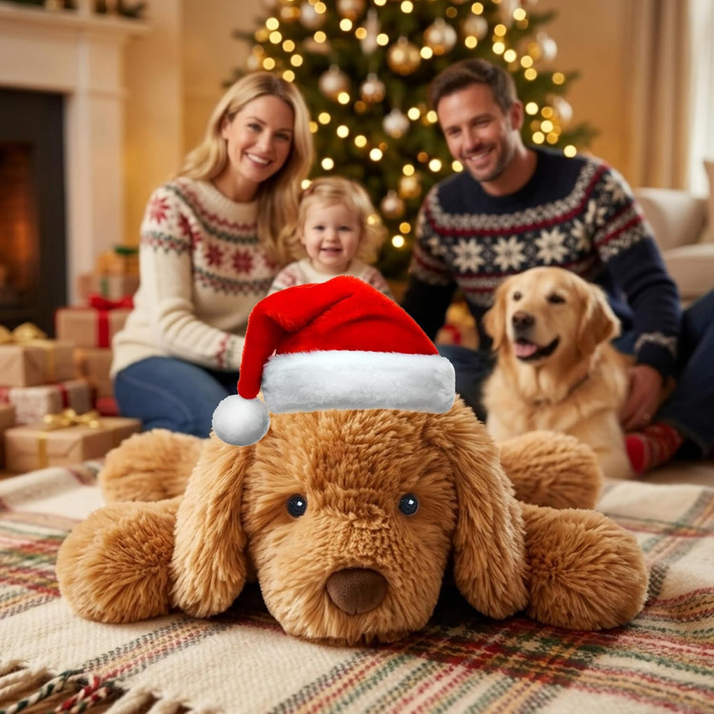 Golden Retriever Stuffed Animal Lying Fluffy Dog Plush Toy Long Hair Puppy Hugging Pillow Sleeping Buddy for Infant Baby Toddler Kids Couch Bed Accents 14 Inch