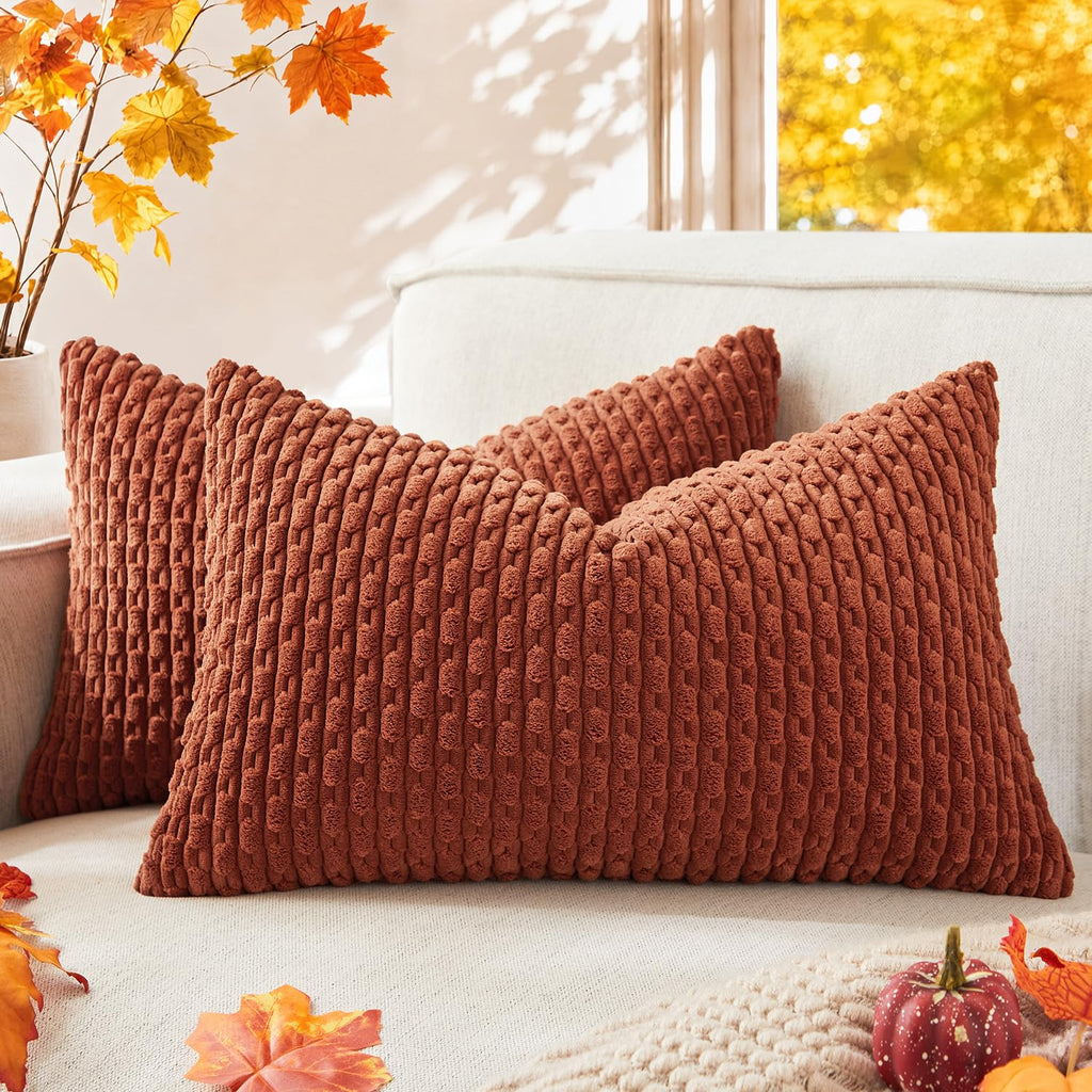 Kevin Textile Soft Corduroy 18x18 Inch Pillow Covers 2 Pack, Sage Green