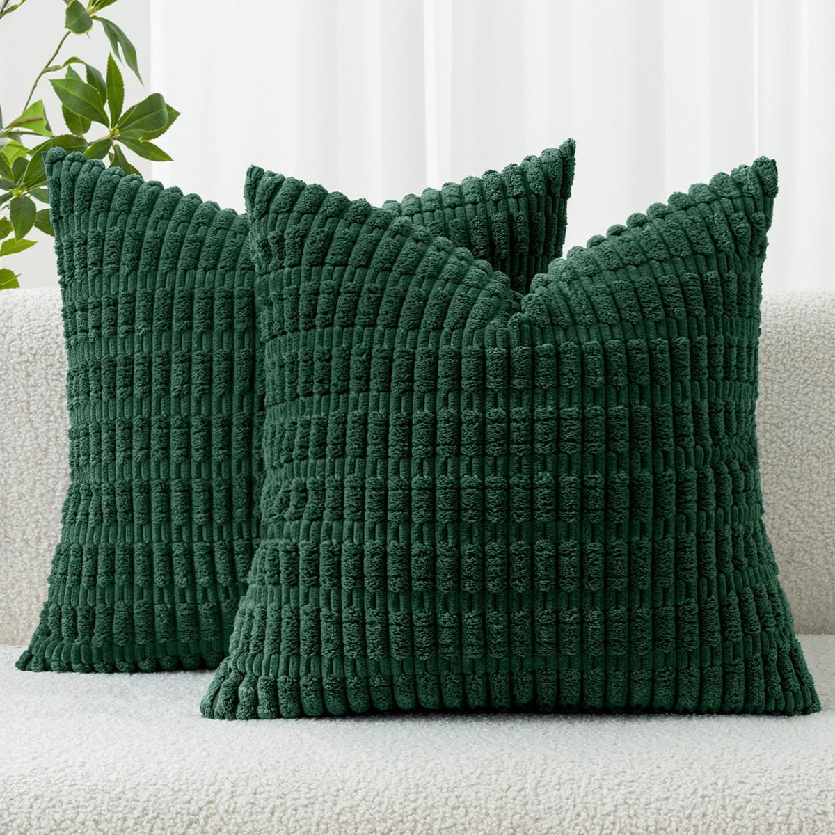 MIULEE Fall Corduroy Decorative Throw Pillow Covers 18x18 Rust Pack of 2