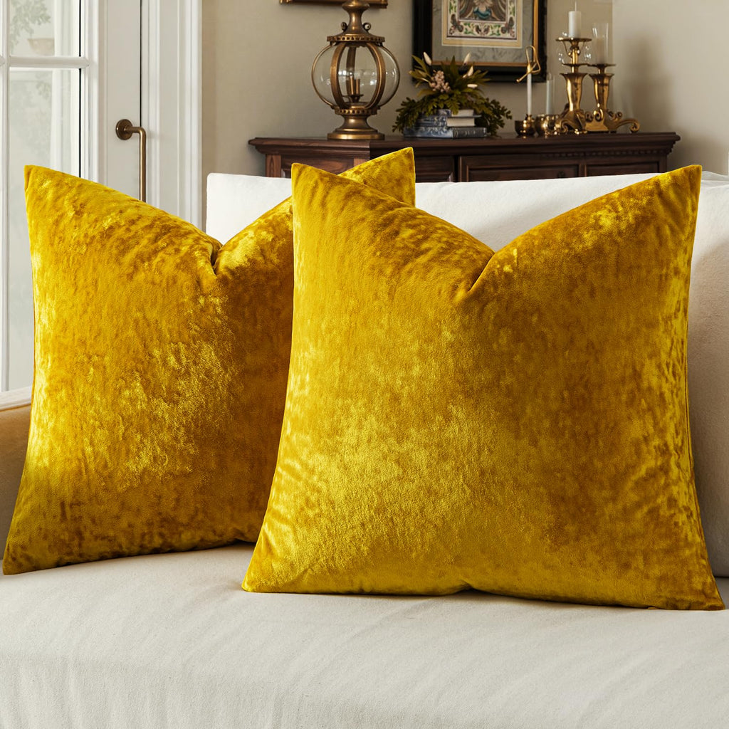 MIULEE Fall Velvet Throw Pillow Covers Burnt Orange 18x18 inch Set of 2