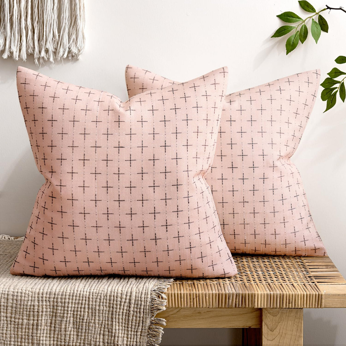 MIULEE Pack of 2 Decorative Vintage Burlap Linen Spring Throw Pillow Covers Modern Farmhouse Pillowcase Rustic Woven Textured Cushion Cover for Sofa Couch Bed 18x18 Inch Olive Green