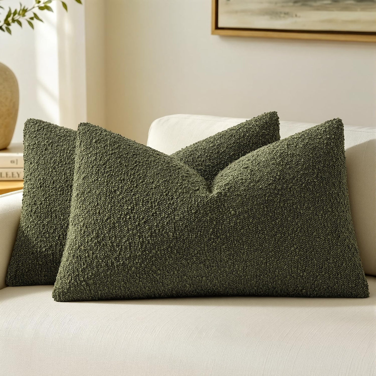 MIULEE 20x20 Decorative Boucle Couch Pillow Covers Beige