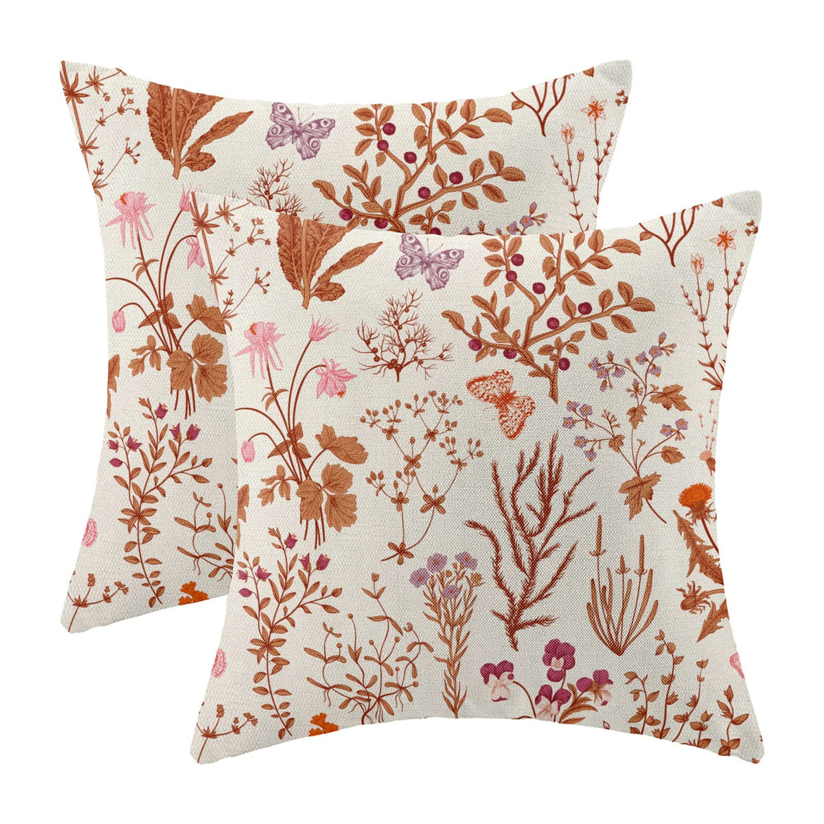 Spring Sage Green Wild Flower Pillow Covers 18x18 Set of 2