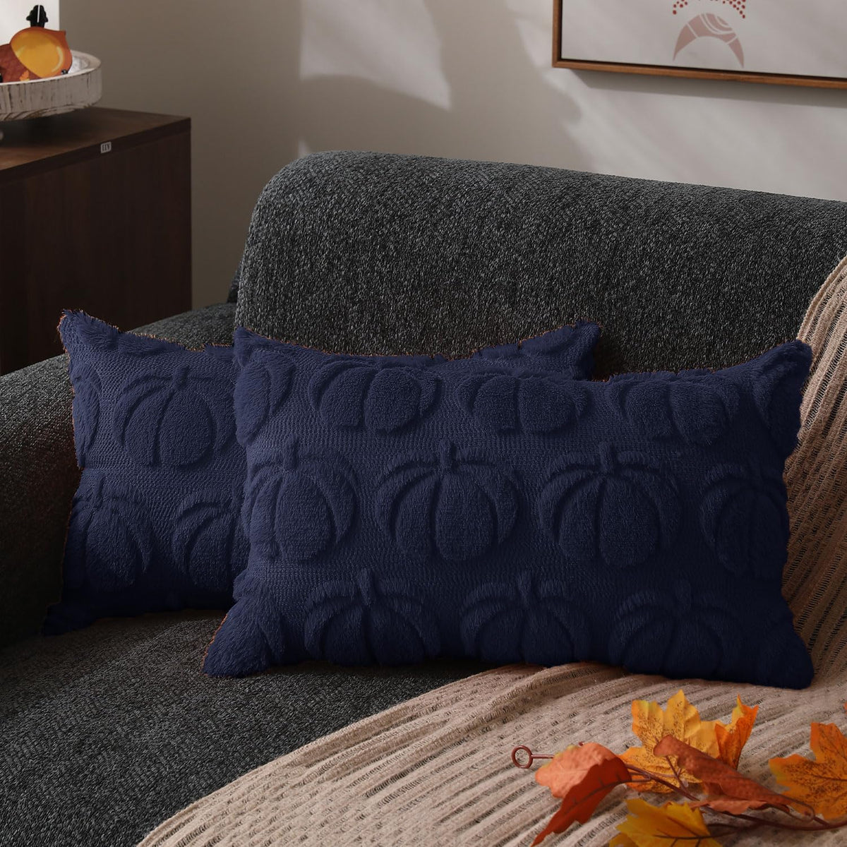 DFXSZ Fall Pillow Covers 18x18 2Pcs Rust Pumpkin Fall Decorations for Home