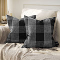 Phantoscope Pack of 2 Gingham Buffalo Check Plaid Throw Decorative Pillow Cover Outdoor Indoor Throw Pillows Farmhouse Square Pillow Cases for Home Decor Off White,18 x 18 Inches