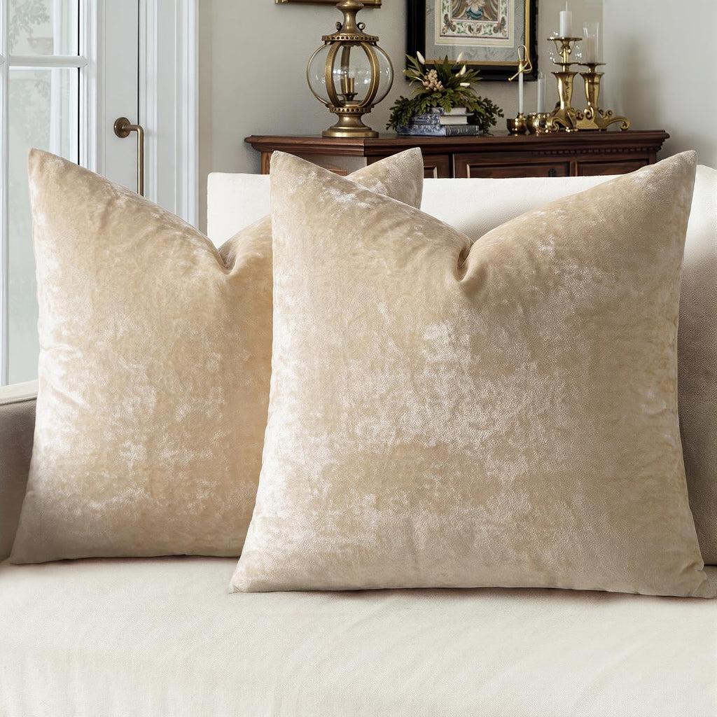 MIULEE Fall Velvet Throw Pillow Covers Burnt Orange 18x18 inch Set of 2