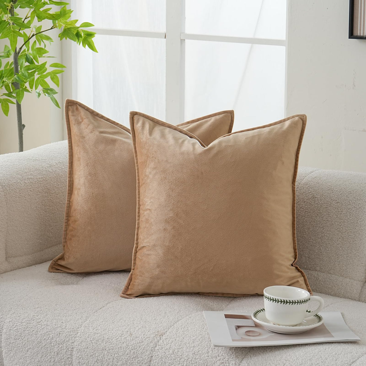 Velvet Navy Blue Throw Pillow Covers 18”x18”Pack of 2 Soft Decorative