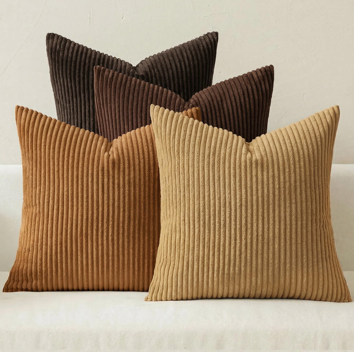 MIULEE Soft Corduroy Decorative Throw Pillow Covers Orange Teal 18x18