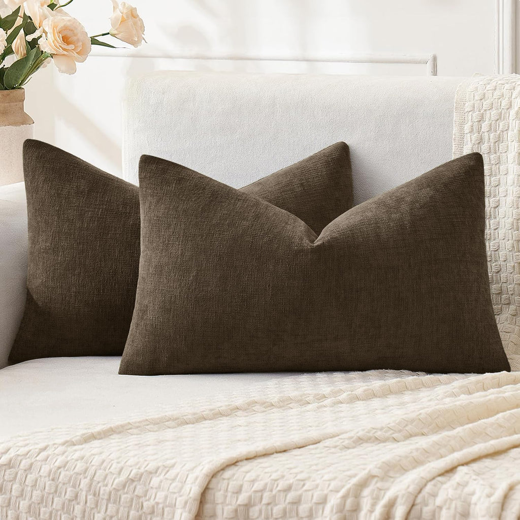 MIULEE Olive Green Chenille Couch Throw Pillow Covers, 18x18