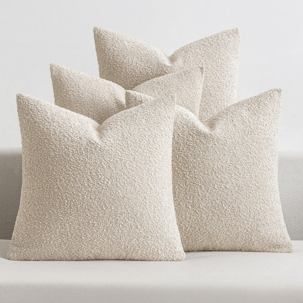 MIULEE Fall Decorative Boucle Throw Pillow Covers 18x18 Rustic Set of 4