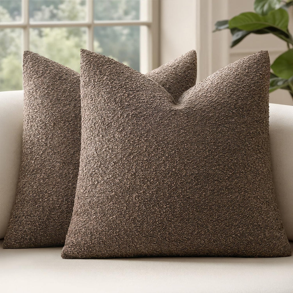 MIULEE 20x20 Decorative Boucle Couch Pillow Covers Beige