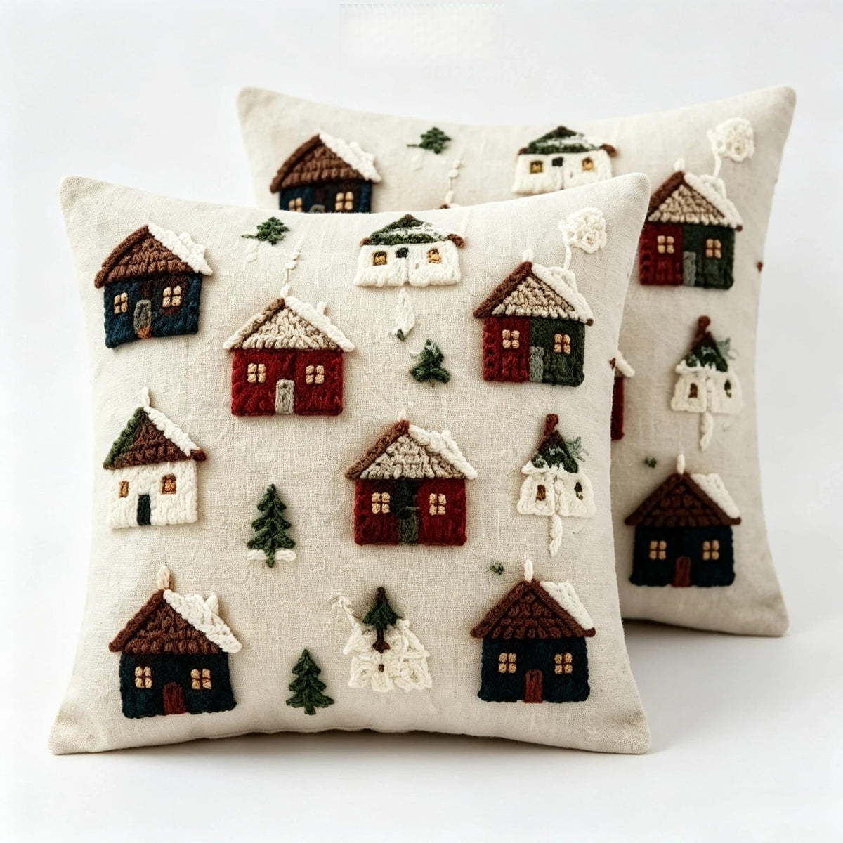 Decorative Throw Pillow Covers, Vintage Floral Pattern in Sage Green and Brown, 2 Pack Square Cushion Cases with Autumn Leaves Design，18x18 Pillows Linen Pillowcase