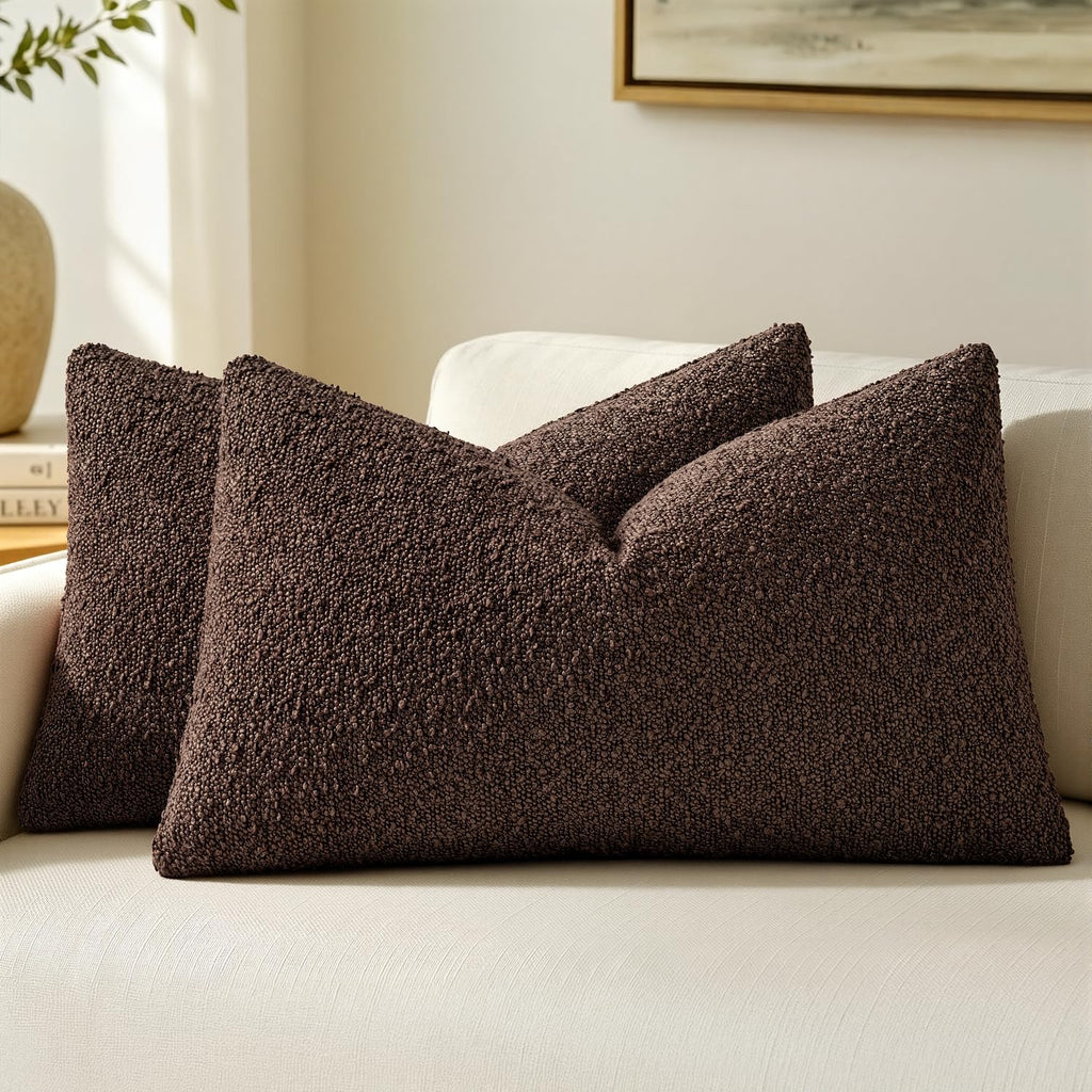 MIULEE 20x20 Decorative Boucle Couch Pillow Covers Beige