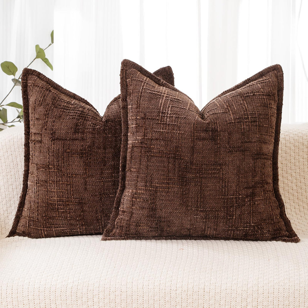 HPUK Throw Pillow Covers 18x18 Set of 4, Blue Patterned & Solid Covers