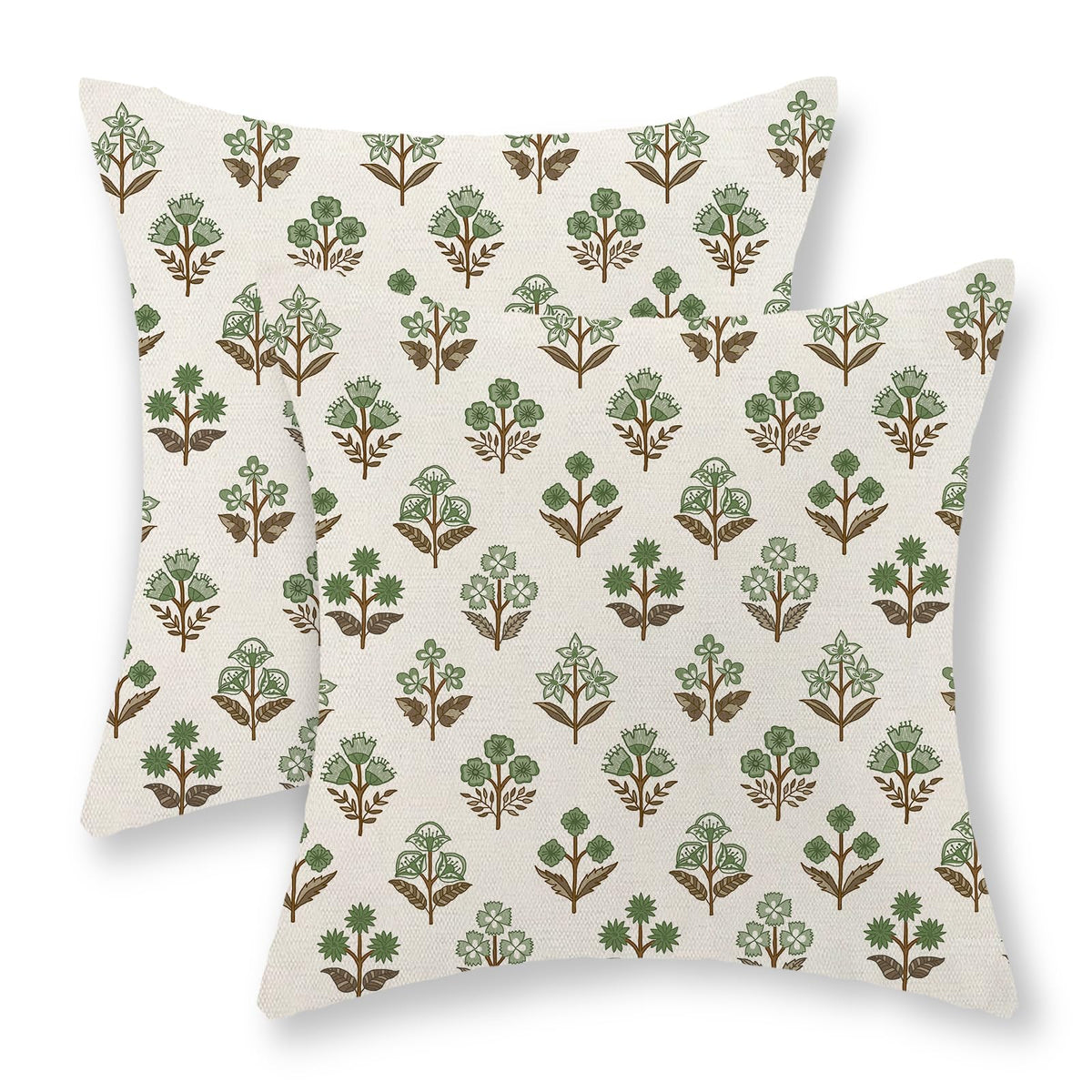 Chinoiserie Pillow Covers 18x18 Set of 2 Blue Green Bird Floral Throw Pillows Vintage Blue Flowers Decorations Outdoor Pillowcase Chinoiserie Decor Farmhouse Linen Cushion Case for Couch Home