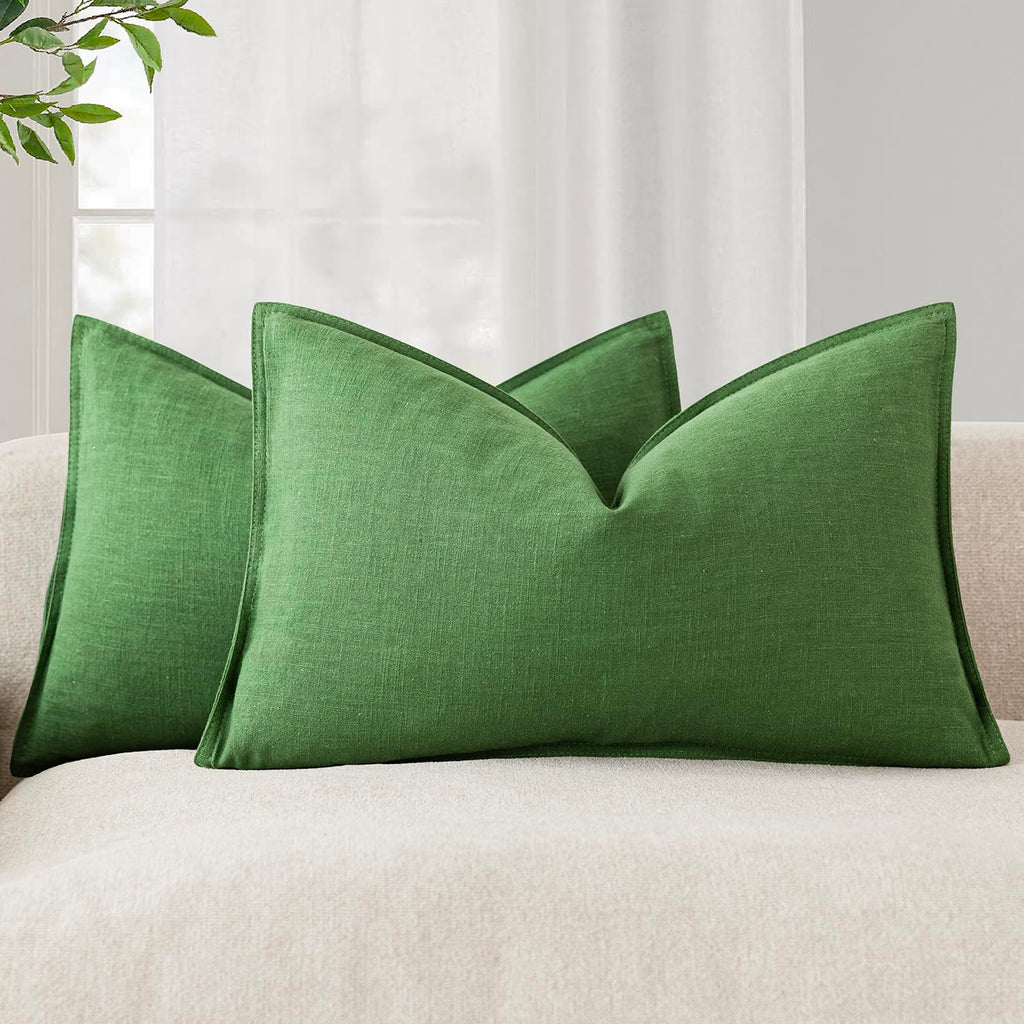 Foindtower Linen Solid Decorative Throw Pillow Covers 20x20 Natural Beige