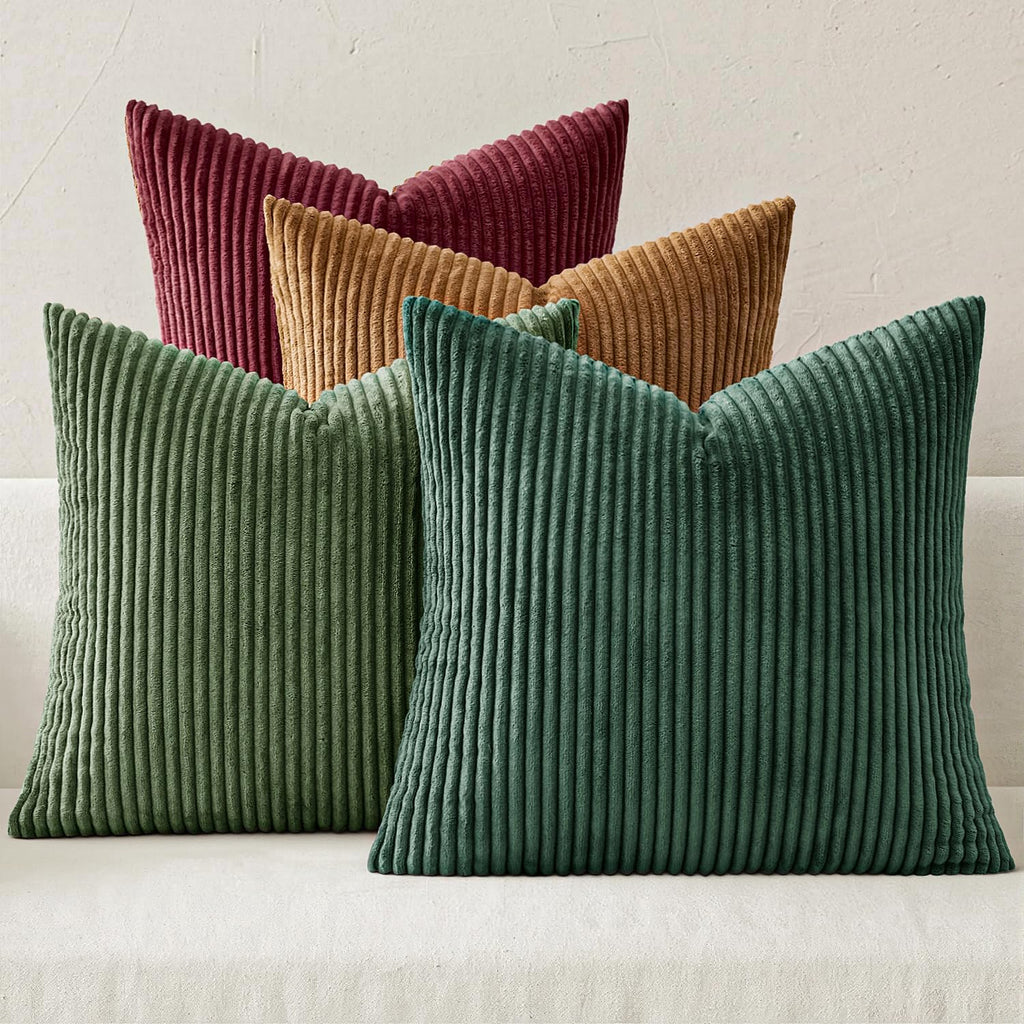 MIULEE Soft Corduroy Decorative Throw Pillow Covers Orange Teal 18x18