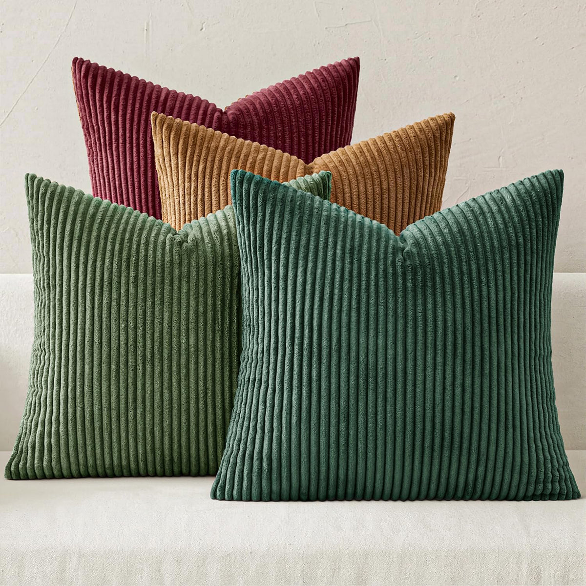 MIULEE Soft Corduroy Decorative Throw Pillow Covers Orange Teal 18x18
