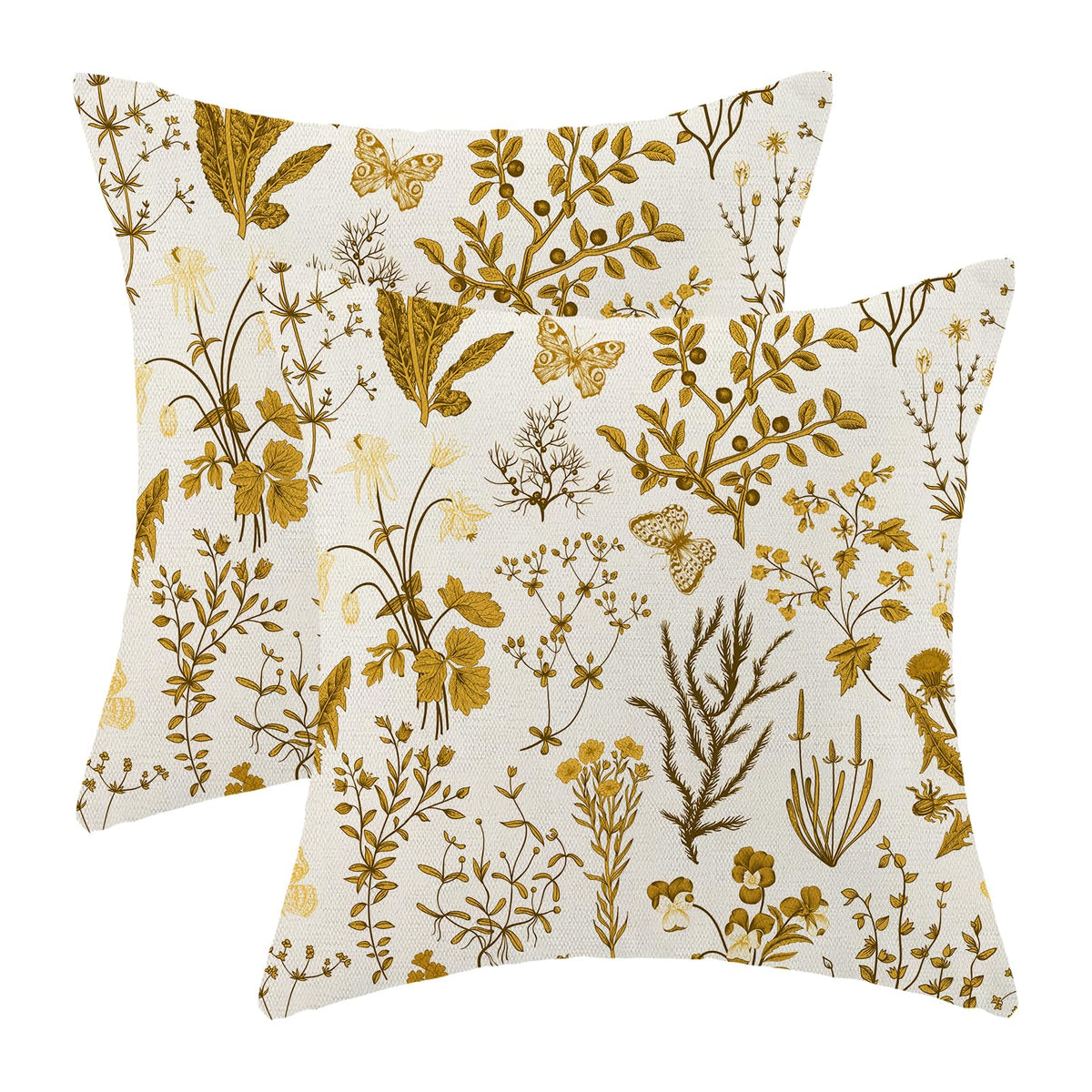 Spring Sage Green Wild Flower Pillow Covers 18x18 Set of 2