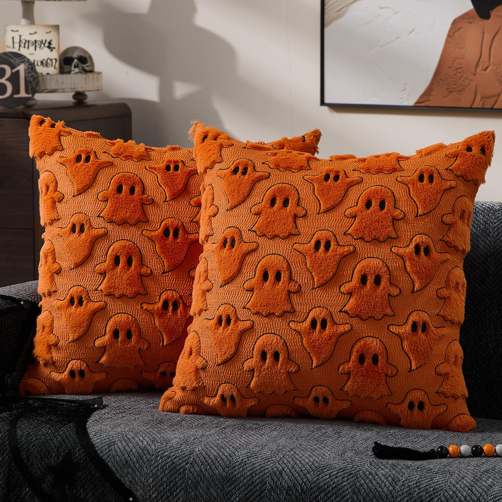 DFXSZ Halloween Pillow Covers 22x22 inch 2Pcs White Ghost Halloween Decor