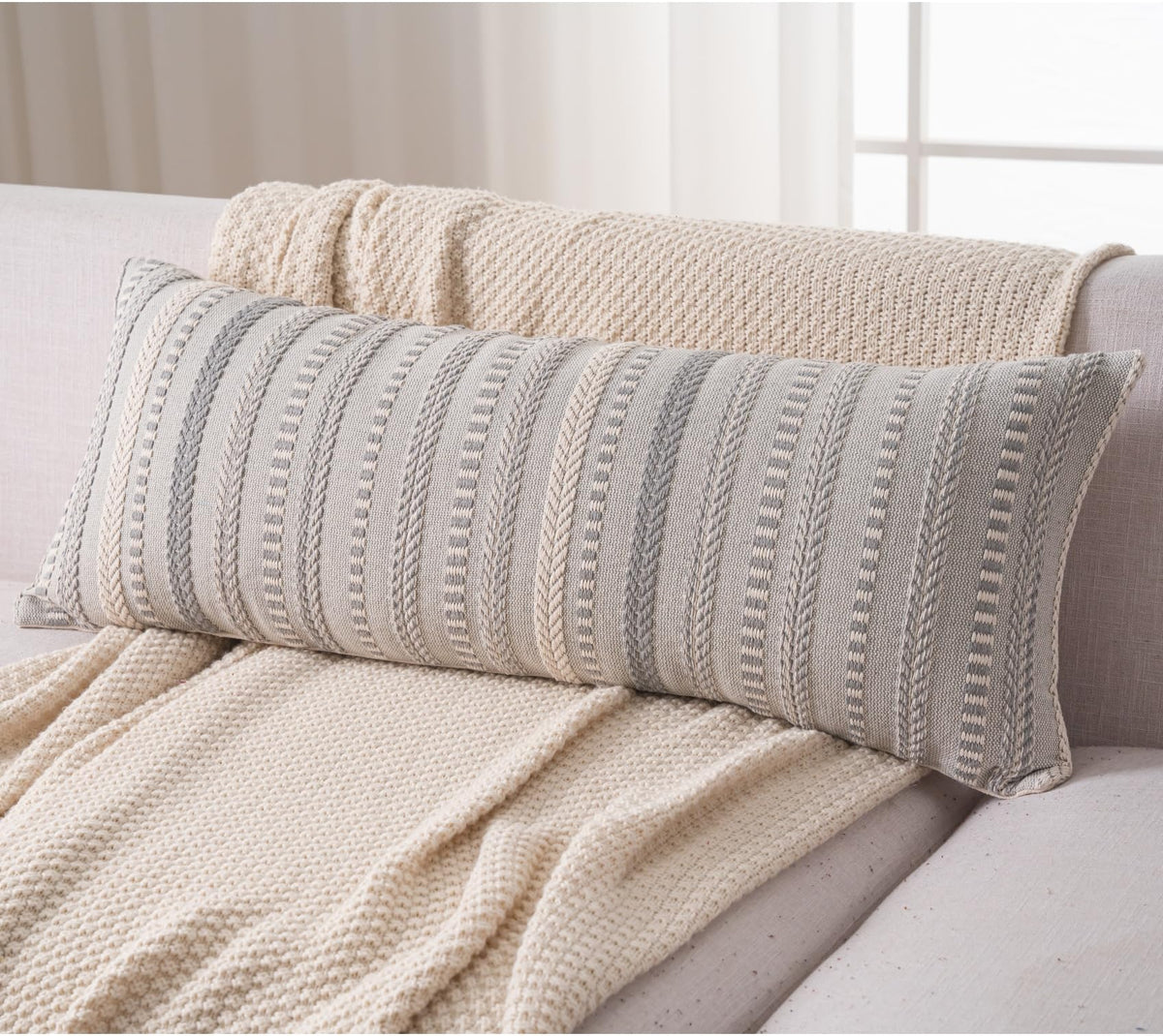 Cethom Boho Throw Pillow Covers 18x18 Inch Set of 2, Farmhouse Decorative Couch Pillow Cases, Navy Blue Accent Pillows of Bed, Sofa Bedroom Living Room Home Decor Cushion Cover