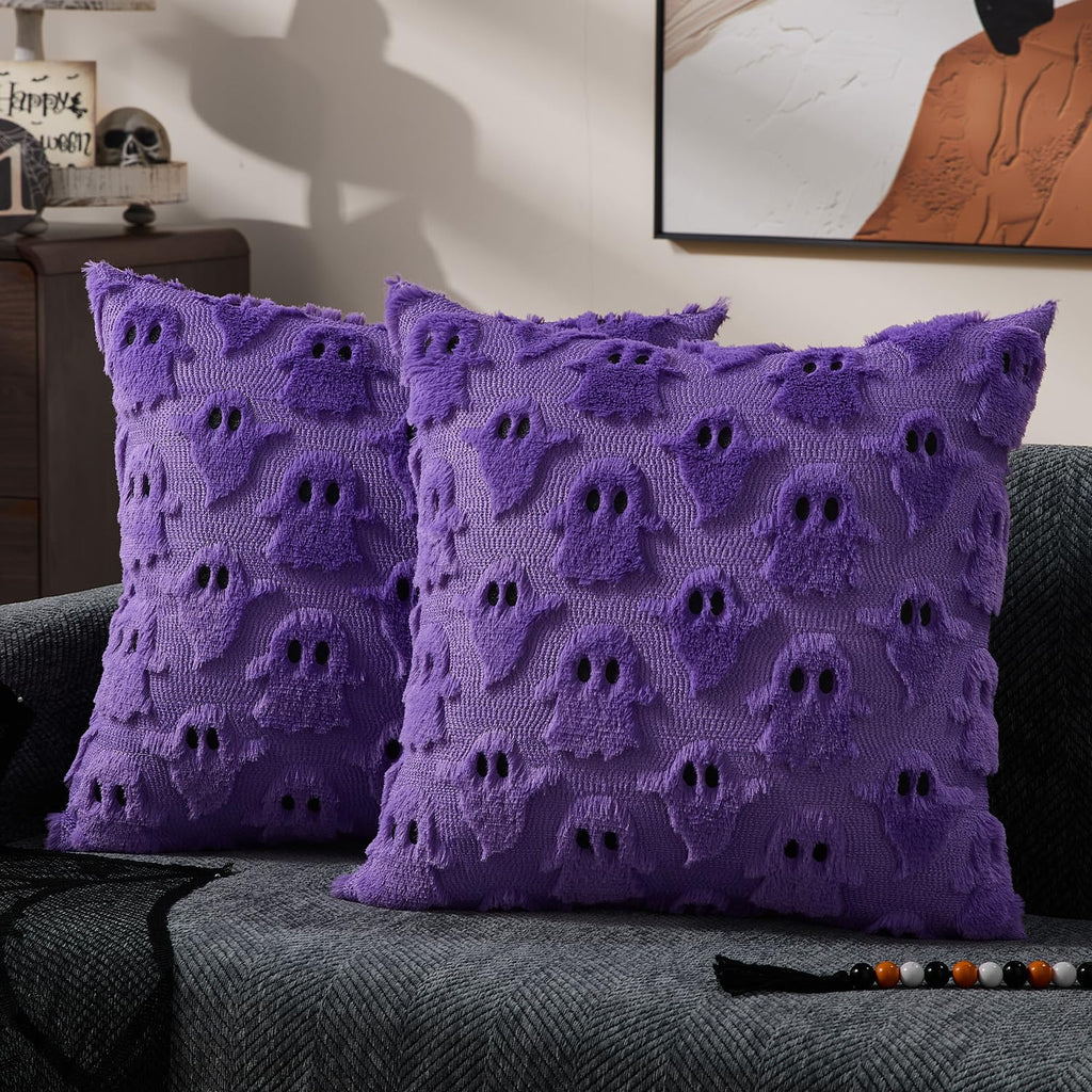 DFXSZ Halloween Pillow Covers 22x22 inch 2Pcs White Ghost Halloween Decor