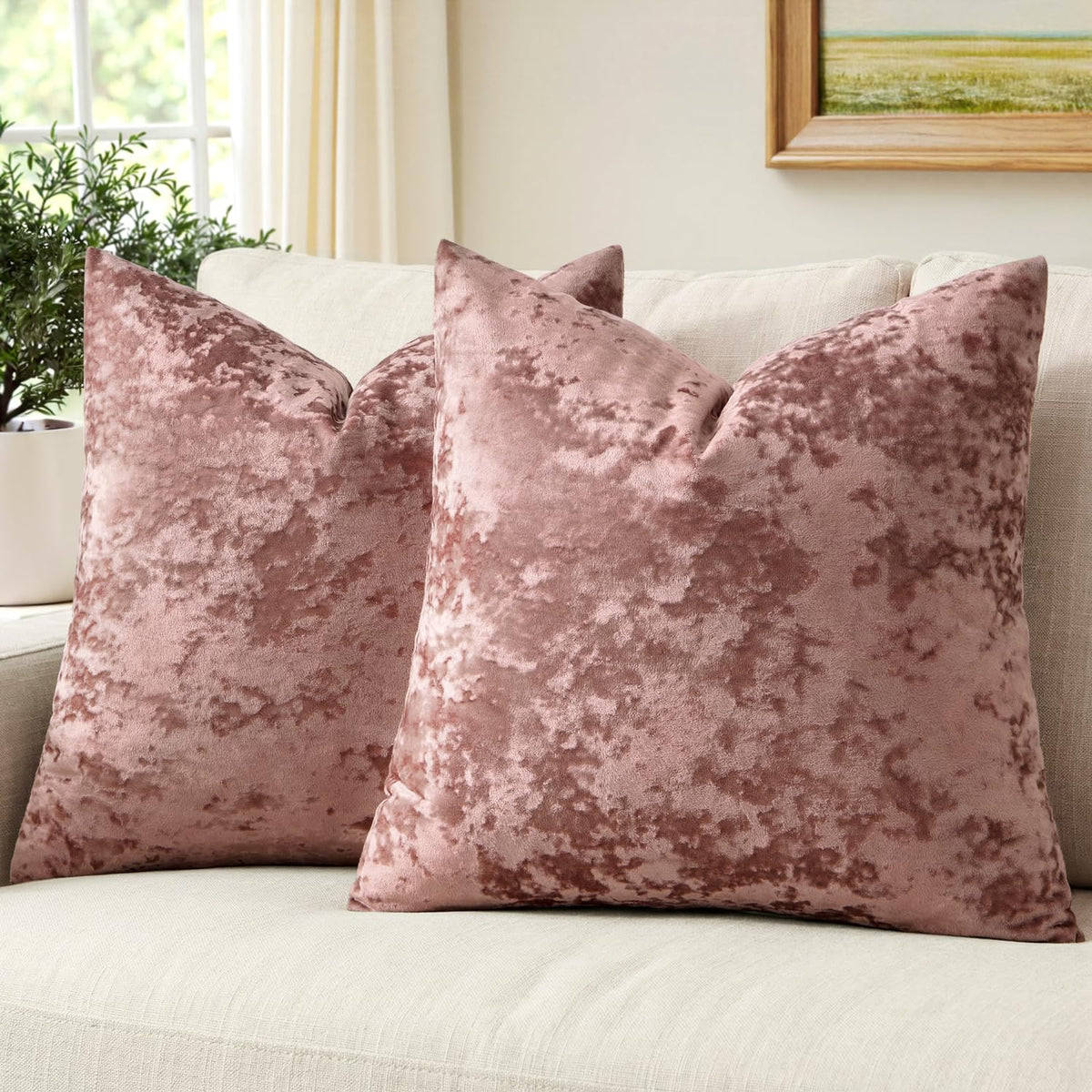 MIULEE Fall Velvet Throw Pillow Covers Burnt Orange 18x18 inch Set of 2