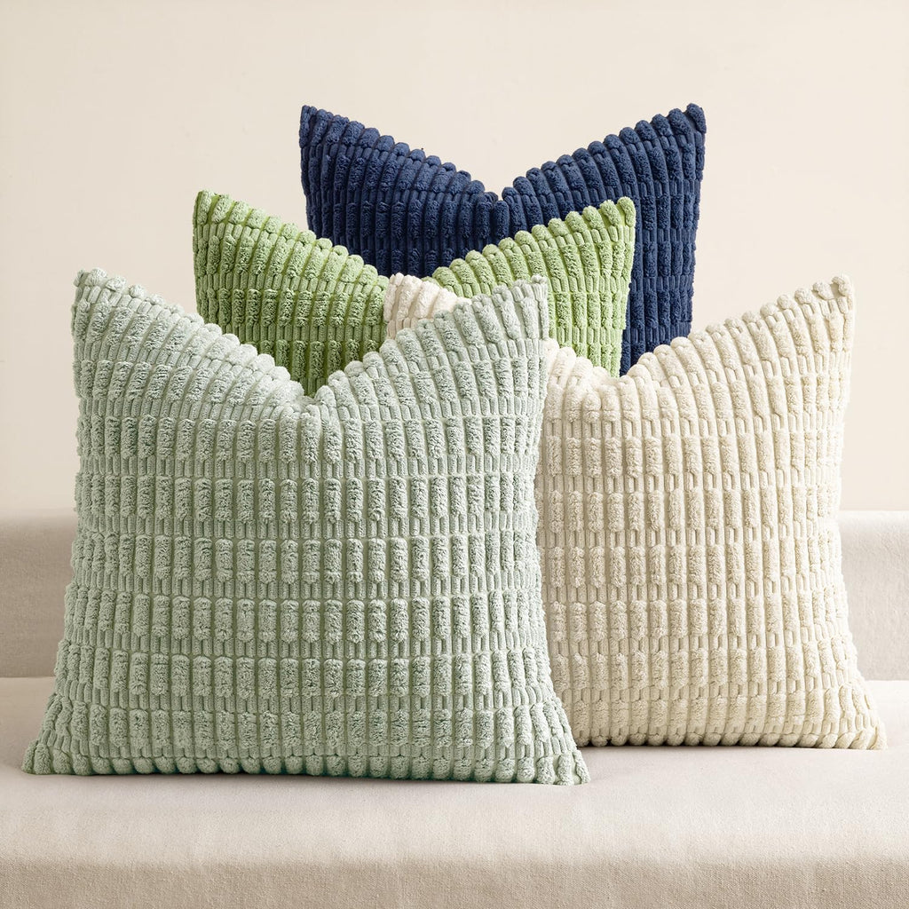 MIULEE Pack of 4 Corduroy Decorative Throw Pillow Covers 18x18 Inch Brown