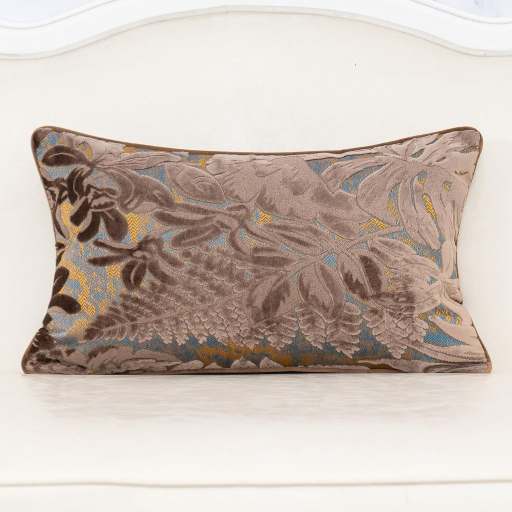 Alerfa 18 x 18 Inch Gray Silver Square Maple Leaf Pillow Embroidery Cut Velvet Cushion Case Luxury Modern Lumbar Throw Pillow Cover Decorative Pillow for Couch Sofa Living Room Bedroom Car