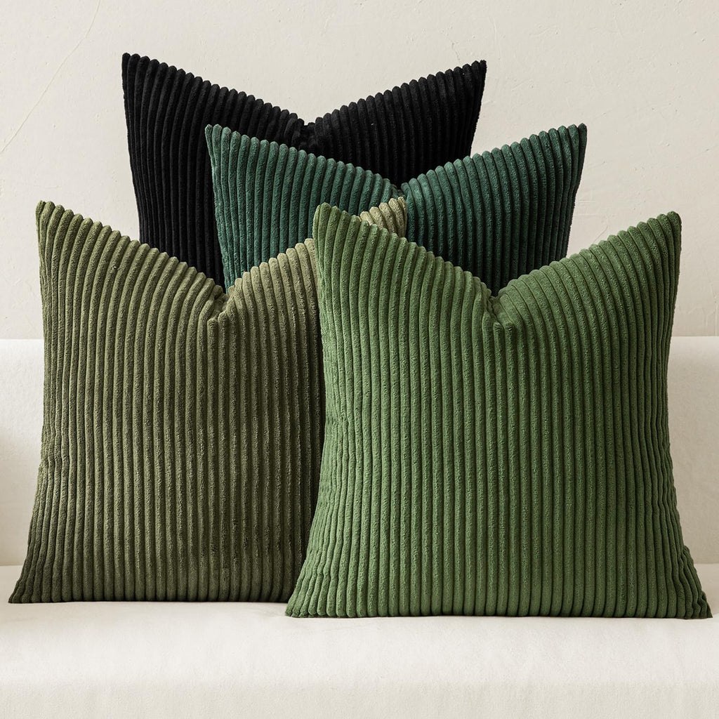 MIULEE Soft Corduroy Decorative Throw Pillow Covers Orange Teal 18x18