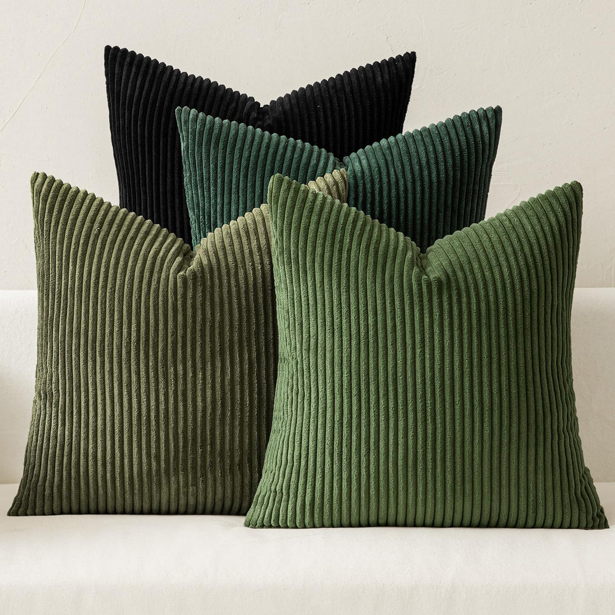 MIULEE Soft Corduroy Decorative Throw Pillow Covers Orange Teal 18x18