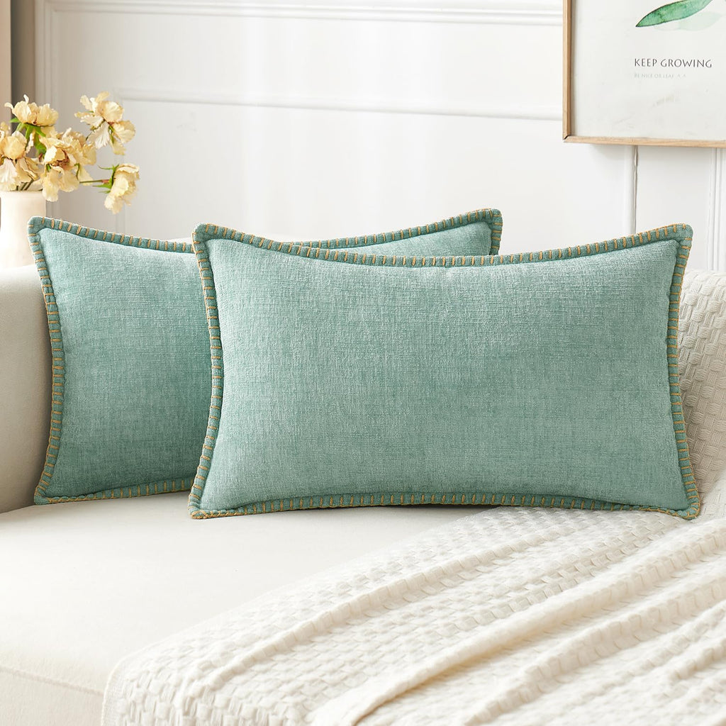 MIULEE Decorative Couch Throw Pillow Covers 18x18 Inch Sage Green 2 Pack