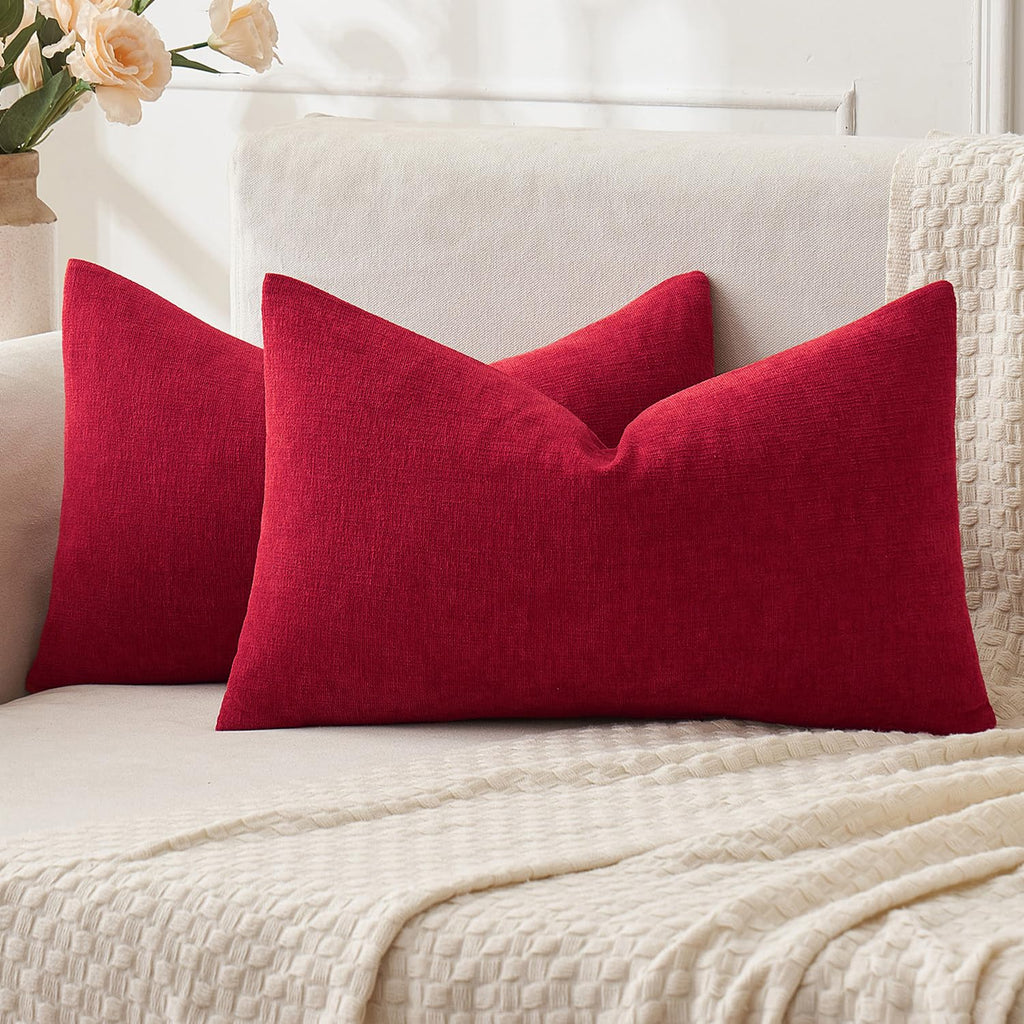 MIULEE Olive Green Chenille Couch Throw Pillow Covers, 18x18