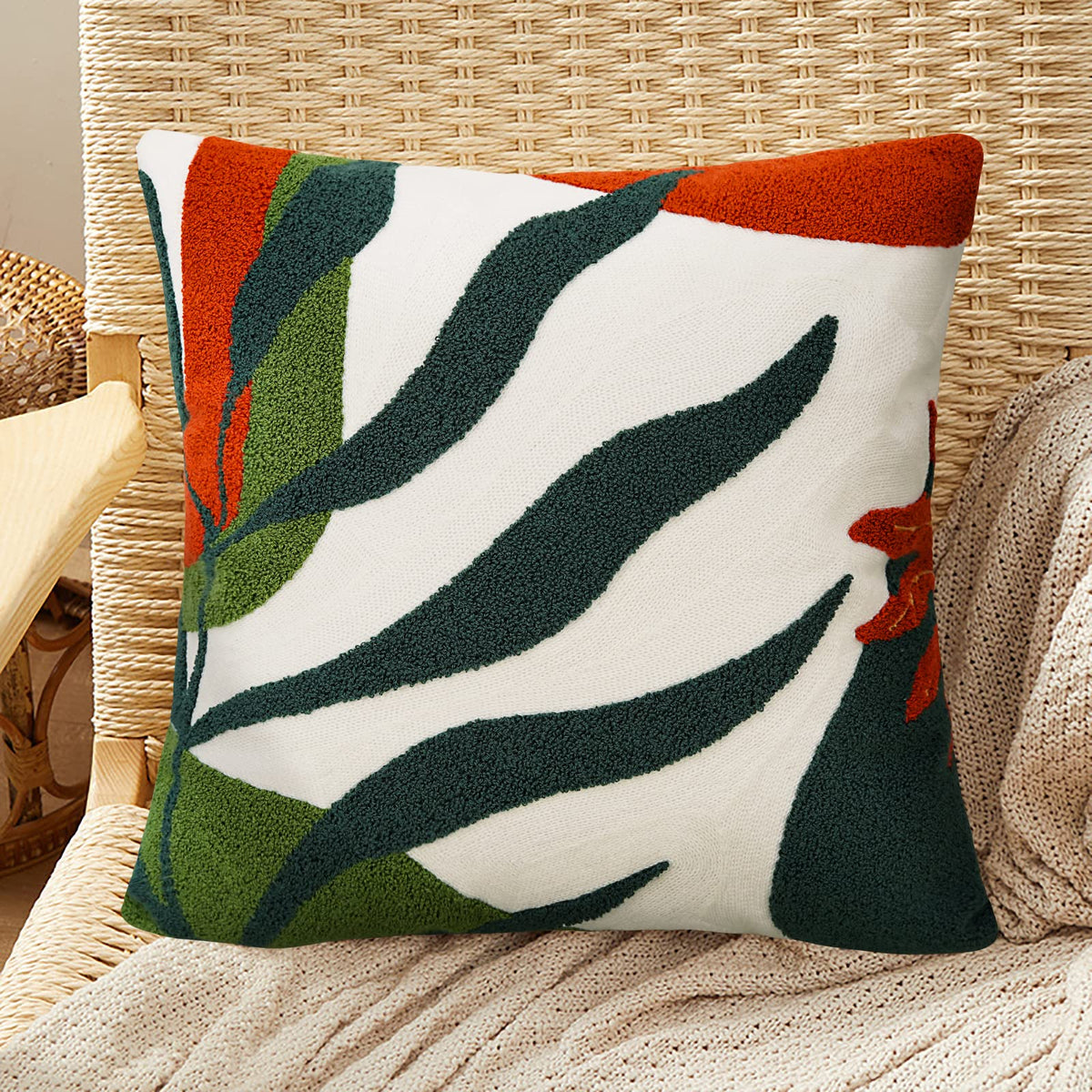 Merrycolor Boho Lumbar Throw Pillow Covers 12x20 Tufted Abstract Mid Century Modern Pillowcases Bohemian Aesthetic Decorative Pillows for Couch Bed Sofa Living Room (1PC,Green and Black)