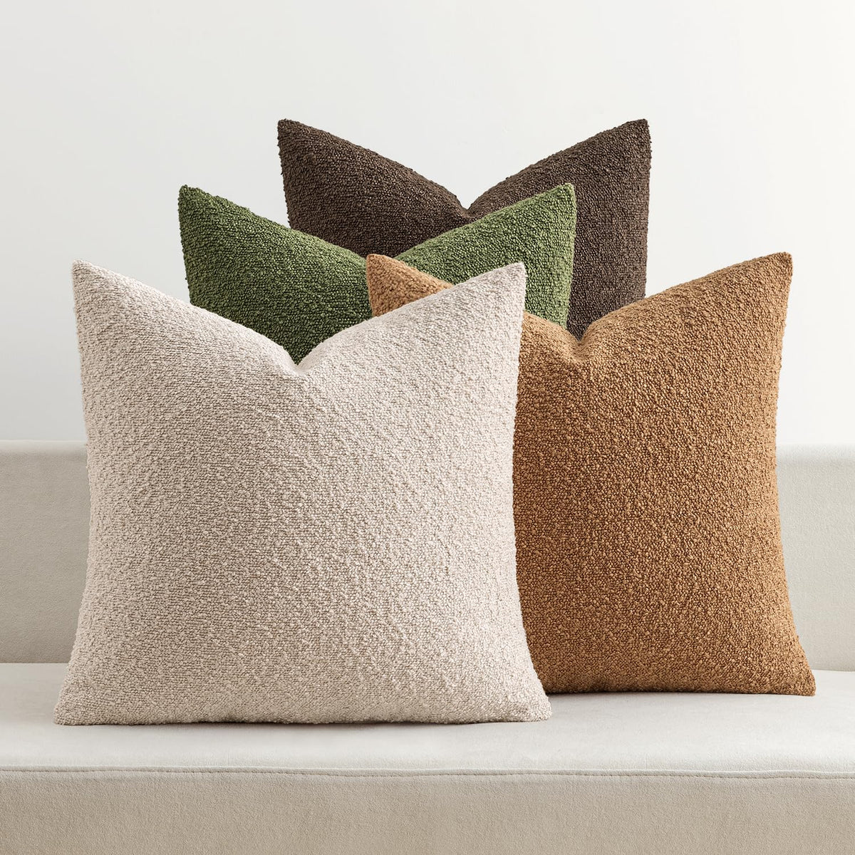 MIULEE Fall Decorative Boucle Throw Pillow Covers 18x18 Rustic Set of 4