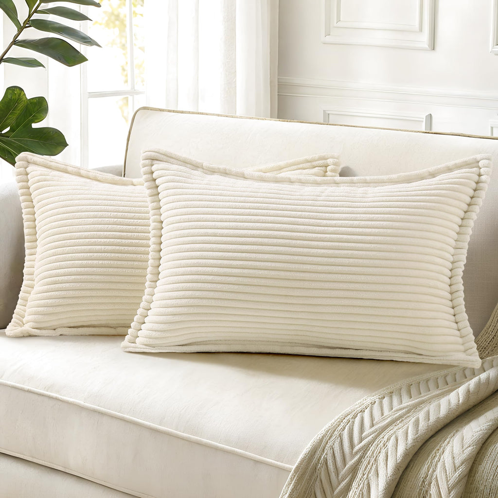 decorUhome Fall Corduroy Navy Blue Throw Pillow Covers 24x24 Set of 2