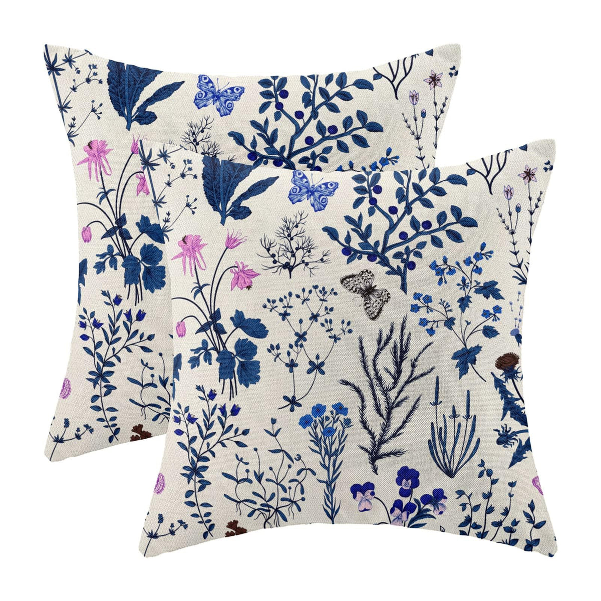 Spring Sage Green Wild Flower Pillow Covers 18x18 Set of 2