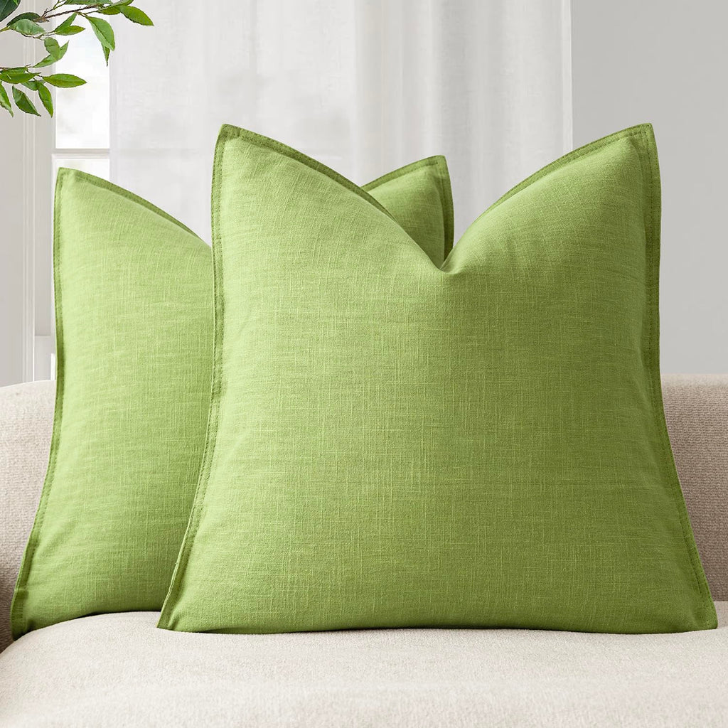 Foindtower Linen Solid Decorative Throw Pillow Covers 20x20 Natural Beige