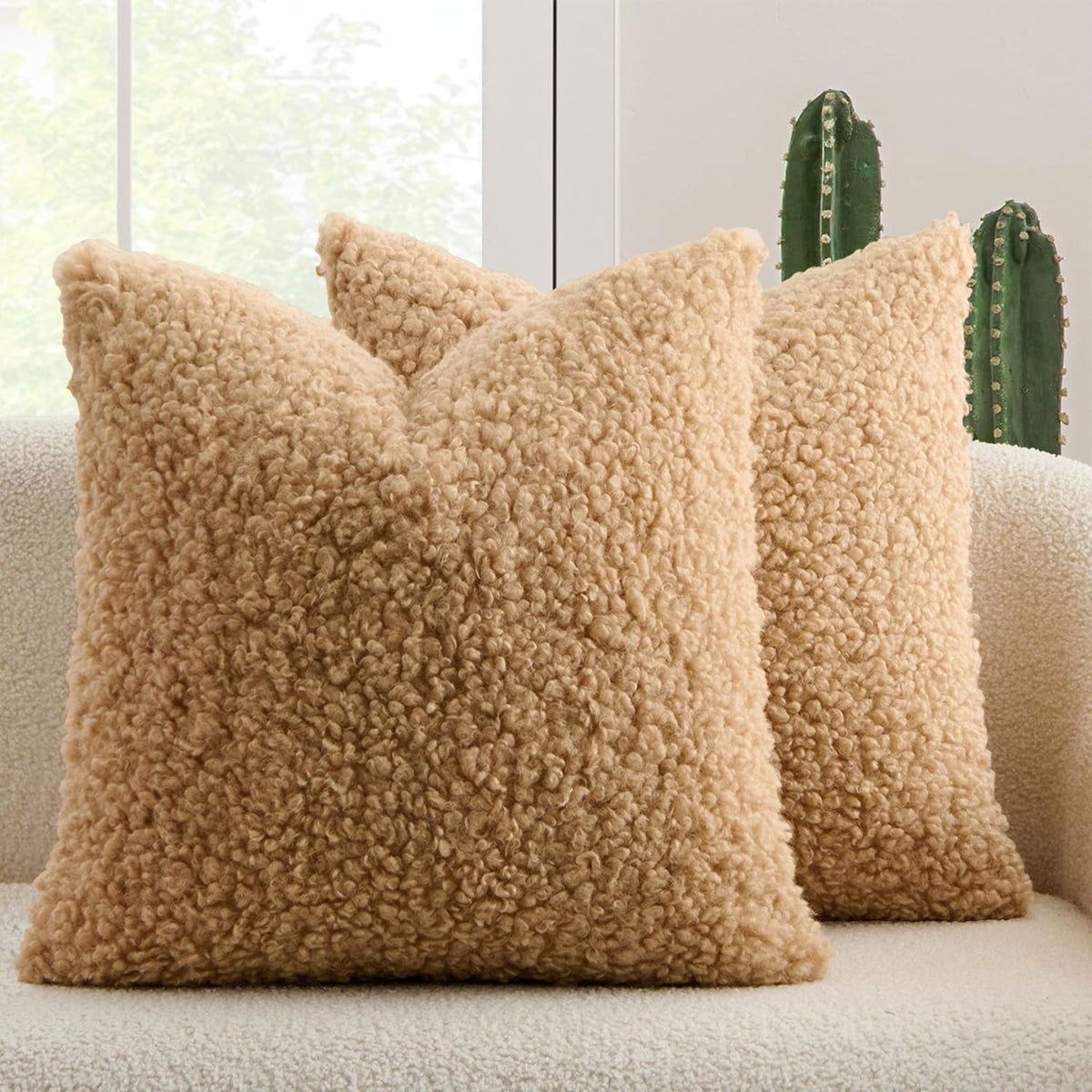 MIULEE Decorative Faux Fur Pillow Covers Sherpa 18x18 Chocolate