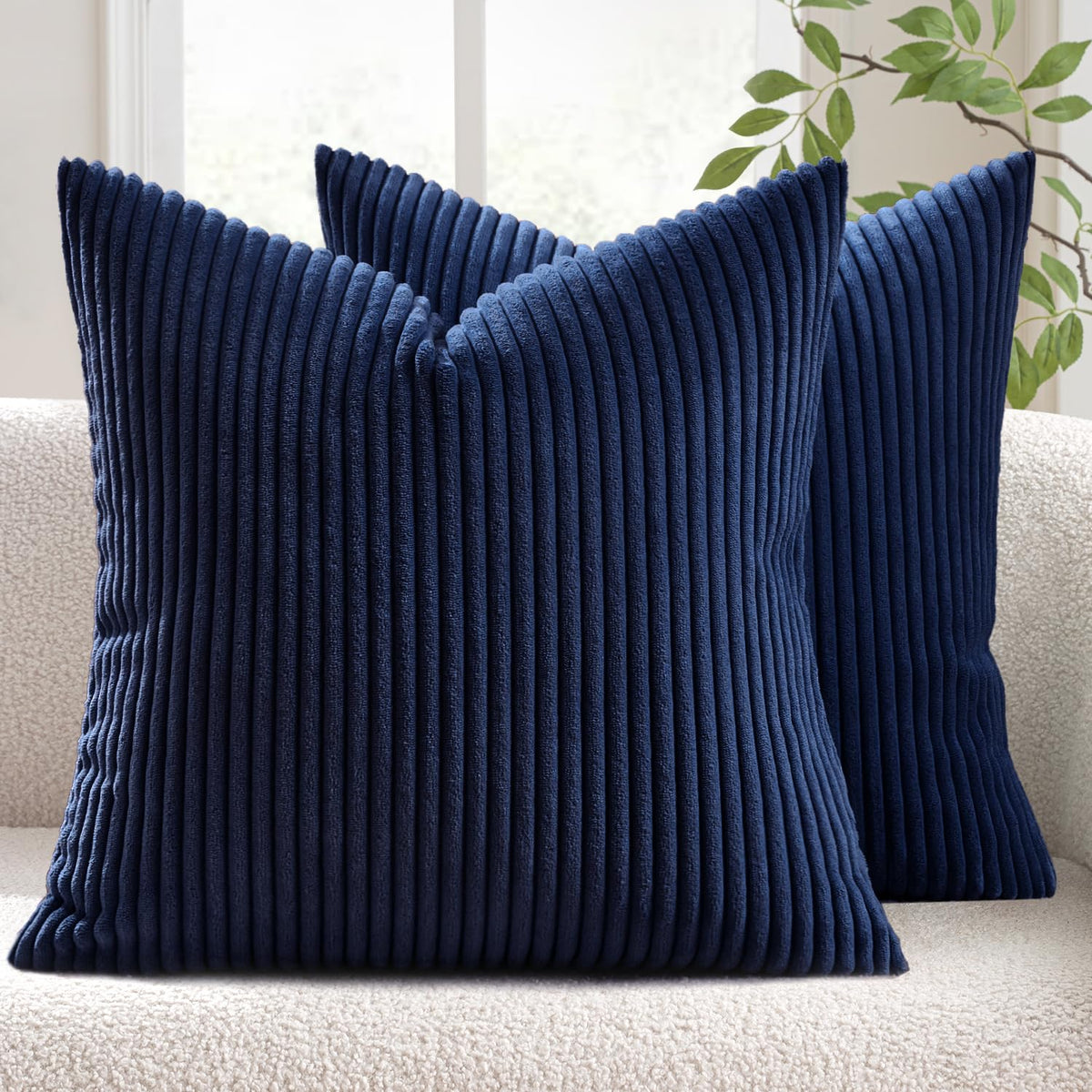 MIULEE Fall Decorative Corduroy Throw Pillow Covers Set of 2 20x20 Orange