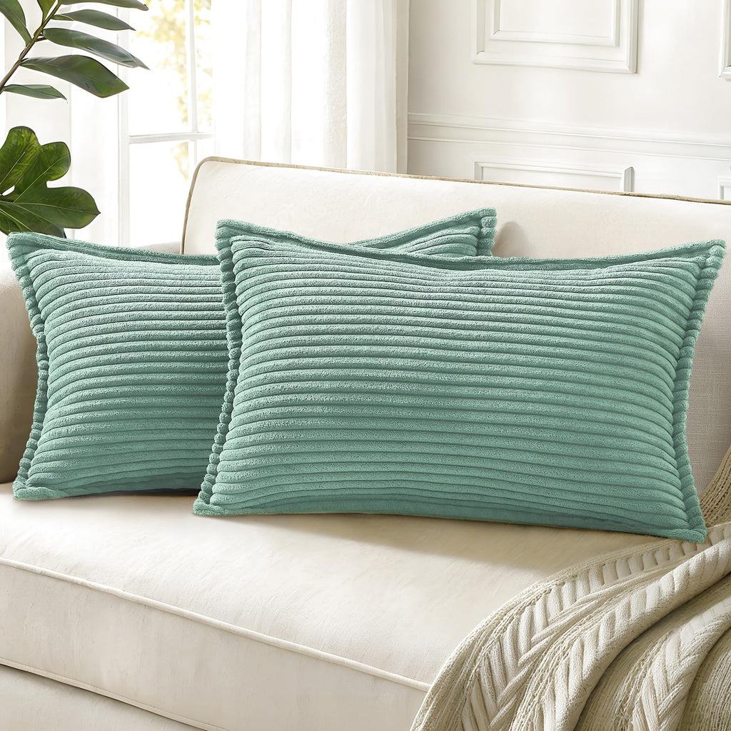 decorUhome Fall Corduroy Navy Blue Throw Pillow Covers 24x24 Set of 2