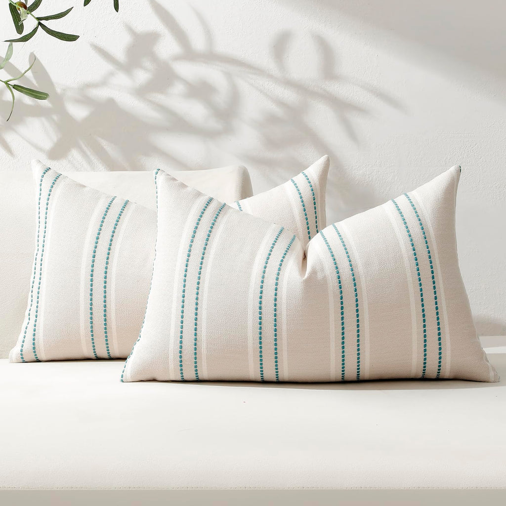 Hckot Decorative Throw Pillow Covers 20x20 Set of 2 Striped Pillow Covers