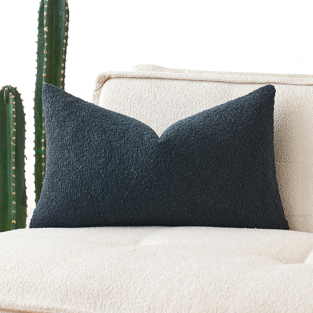 MIULEE Textured Boucle Lumbar Pillow Cover for Bed 12x20 Olive Green