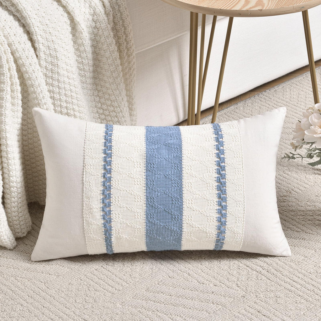 Fancy Homi Set of 1 Sage Green Boho Lumbar Decorative Throw Pillow Covers 12x20 Inch for Living Room Bedroom Couch Bed Chair, Rustic Retro Cushion Case, Bohemian Room Home Decor
