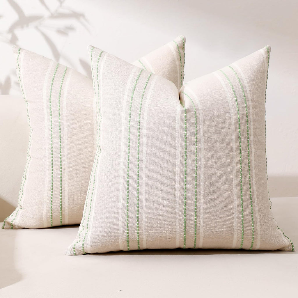 Hckot Decorative Throw Pillow Covers 20x20 Set of 2 Striped Pillow Covers