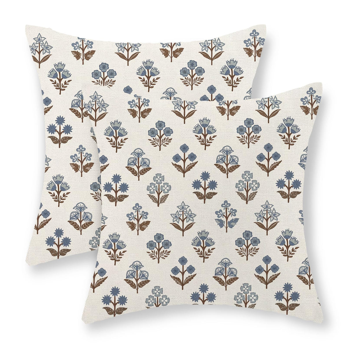 Chinoiserie Pillow Covers 18x18 Set of 2 Blue Green Bird Floral Throw Pillows Vintage Blue Flowers Decorations Outdoor Pillowcase Chinoiserie Decor Farmhouse Linen Cushion Case for Couch Home