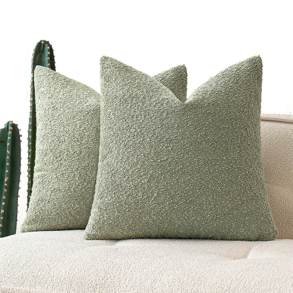 MIULEE 20x20 Decorative Boucle Couch Pillow Covers Beige